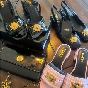 Versace Black and Pink Heels Collection